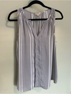 Lily White Black and White Striped V-Neck Tank